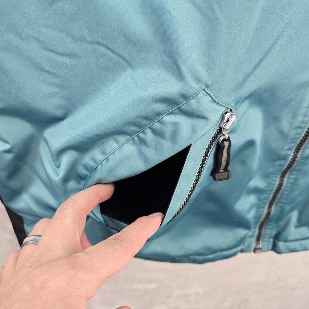 Vintage Nike Fullzip Hooded Jacket XL Teal 90s Travis Scott Parka Fleece Lined - Picture 6 of 16